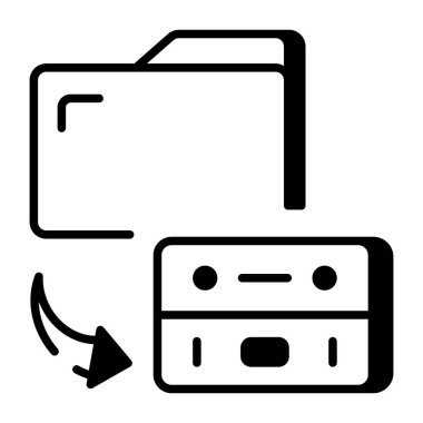 Veri arşivini temsil eden doğrusal biçim simgesi