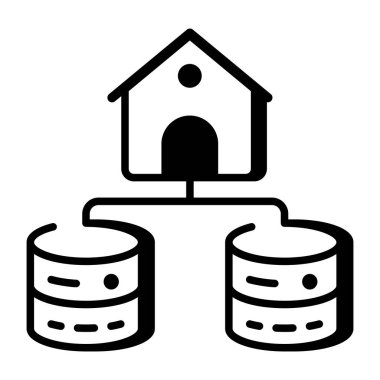 Veri merkezini gösteren bir satır biçimi simgesi