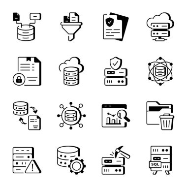 Bulut Veri Satırı Biçimi Simgeleri Paketi