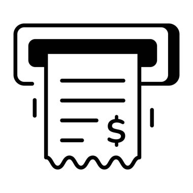 Alışveriş makbuzunu gösteren bir satır biçimi simgesi