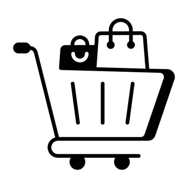 Alışveriş arabasını tasvir eden bir taslak tarzı simgesi
