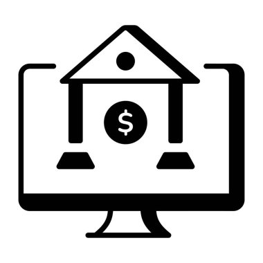 Çevrimiçi bankacılık tasvir eden bir taslak biçim simgesi