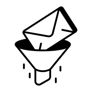 Filtreleme e- postalarını gösteren bir satır biçimi simgesi