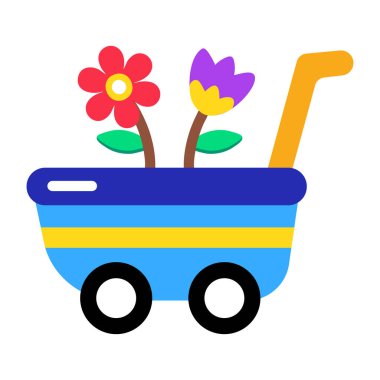 Düz stil simgesi bir bahçe arabası gösteriyor