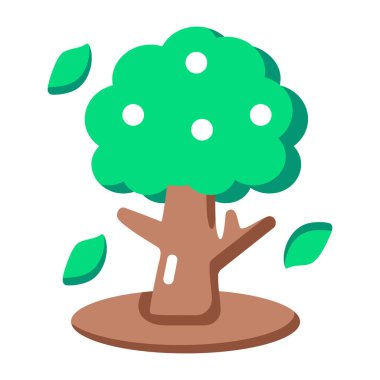 Flat style icon showing a garden tree