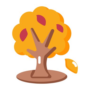 Sonbahar ağacını gösteren düz biçim simgesi