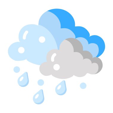 Şiddetli yağmur gösteren düz biçim simgesi