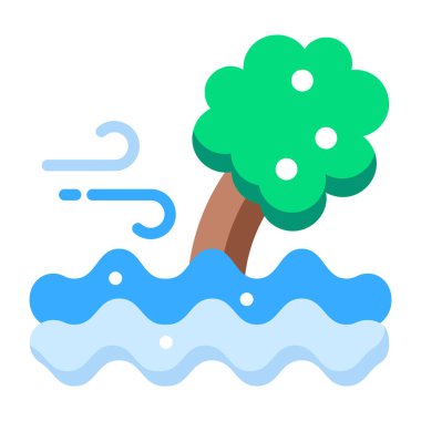 Rüzgâr fırtınası gösteren düz bir simge