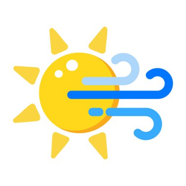 Rüzgarlı sabahı gösteren düz bir simge