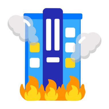 Yangın felaketini gösteren düz bir simge