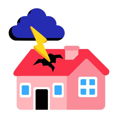 Yıldırım çarpmasını gösteren düz bir simge