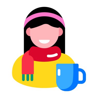 Bir kış kızını gösteren düz bir simge