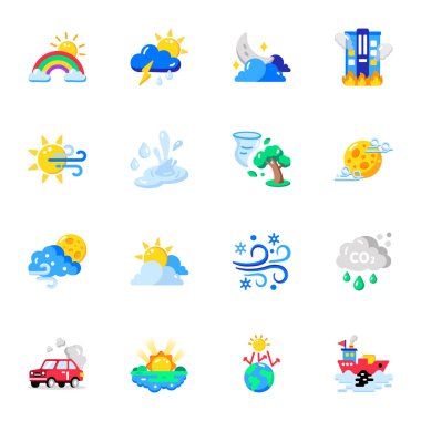 İklim Düz Biçim Simgelerinin Koleksiyonu