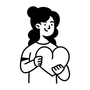 Sevgiyi gösteren el çizimi biçim simgesi