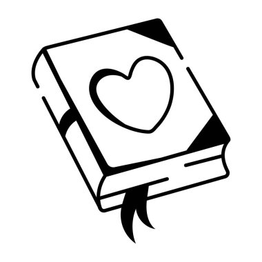 Aşk kitabını gösteren el çizimi biçim simgesi