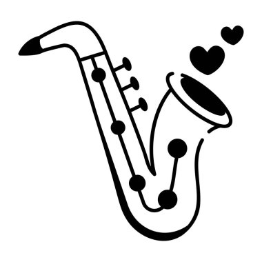 Romantik müzik tasvir eden bir çizim tarzı simgesi