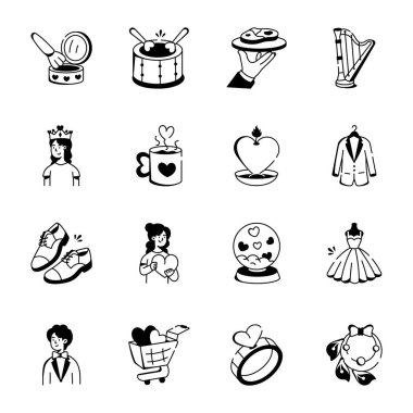Sevgi ve Aşk Stili Simgeleri Seti