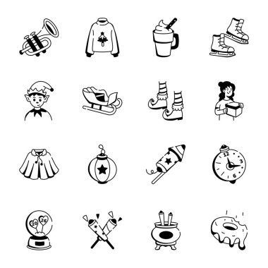 Noel Kutlamaları Koleksiyonu Doodle Simgeleri