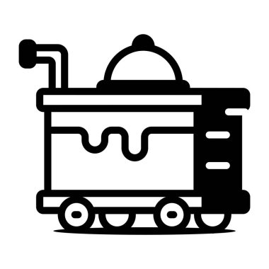 An outline icon showing a food trolley