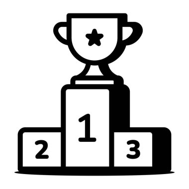 A linear icon depicting a winners podium