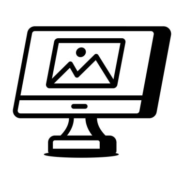 Bir monitörü betimleyen doğrusal bir simge