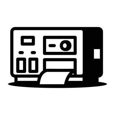A linear icon showing a printer
