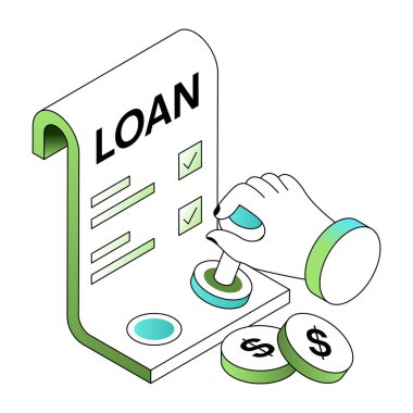 Krediyi gösteren izometrik bir illüstrasyon