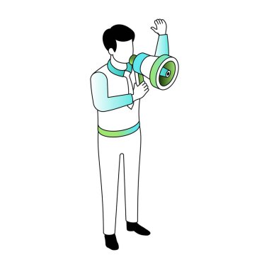 Pazarlamayı gösteren bir izometrik biçim illüstrasyonu