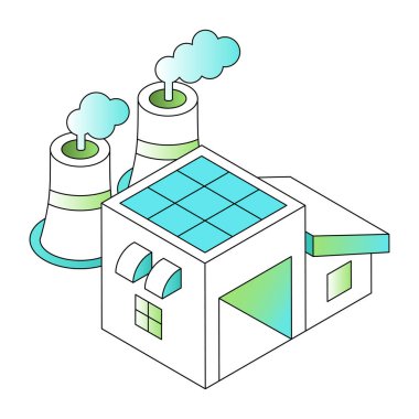 Jeotermal enerjiyi gösteren bir izometrik biçim çizimi