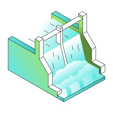 Bir hidrogücü gösteren Isometric stil illüstrasyonu