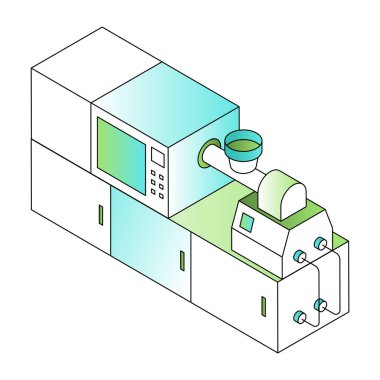 Küf makinesini gösteren Isometric biçim illüstrasyonu