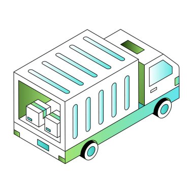 Teslimat minibüsünü gösteren bir izometrik biçim çizimi
