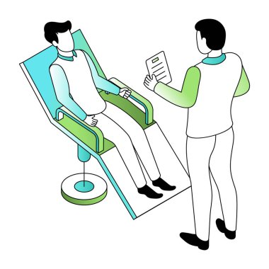 Tıbbi bir rapor gösteren bir izometrik biçim çizimi