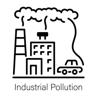 Endüstriyel kirliliğin bir çizgi tarzı simgesi