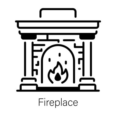 Bir şömine taslak biçimi simgesi