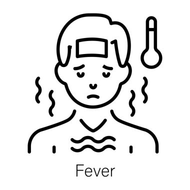 Satır simgesi yüksek ateşten muzdarip bir hastayı gösteriyor.