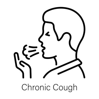 Kronik öksürük çeken birini gösteren bir çizgi simgesi