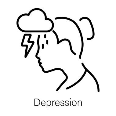 Yıldırım bulutu olan kişi depresyon, çizgi simgesi