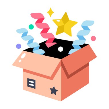 Bir sürpriz gösteren düz bir biçim simgesi