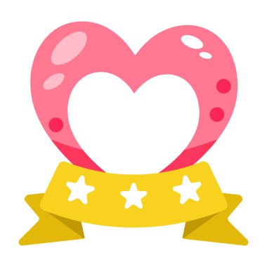 Kalp dekoru tasvir eden düz bir biçim simgesi