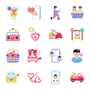 Düz Stil Aşk ve Aşk Simgeleri