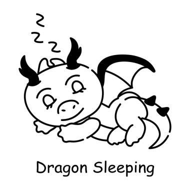 Uyuyan ejderhanın kullanışlı karalama simgesi.