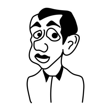 Garip suratlı, çirkin bir adamın çizgi film karakteri.