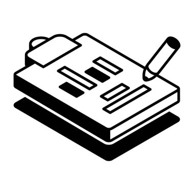 Çalışma raporunu temsil eden bir kabartma biçimi simgesi