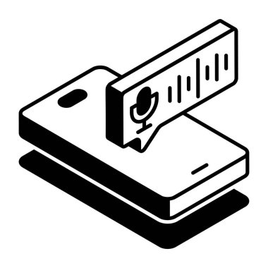 Sesli mesaj gösteren bir izometrik biçim simgesi