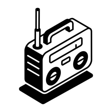 Radyo iletişimini gösteren bir izometrik biçim simgesi