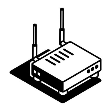 Yönlendiriciyi gösteren bir izometrik biçim simgesi