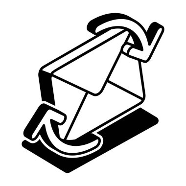 A glyph style icon representing sync mail