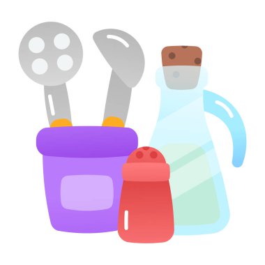 Mutfak malzemelerinin düz bir simgesi.