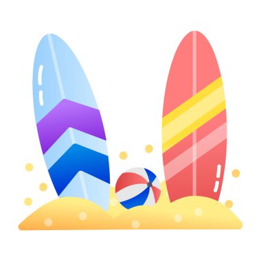 Toplu plaj sörf tahtaları, düz simge